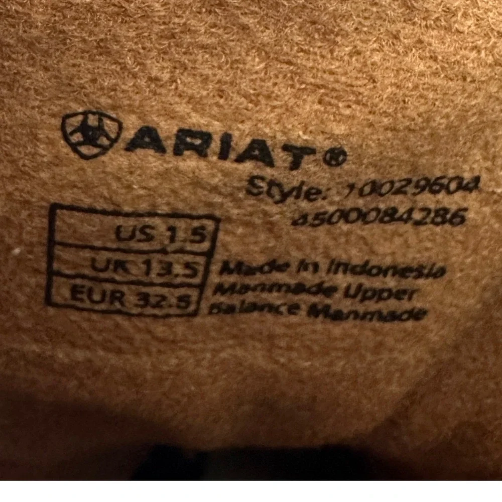 Ariat Girls Brown Pink Western Cowgirl Boots Square Toe Western Size 1.5 Youth